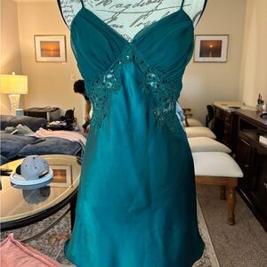 Vintage Victoria's Secret Deep Green Satin Chemise